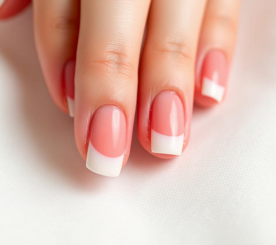 Coral french tip manicure